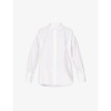 Frame Womens Blanc Ruched-sleeve Regular-fit Organic-cotton T-shirt