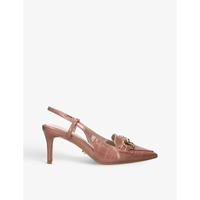 Carvela Womens Blush Snatched Croc-embossed Faux-heeled Courts