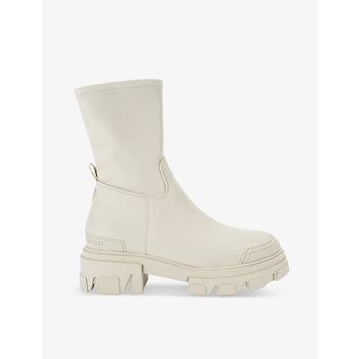 KG KURT GEIGER KG KURT GEIGER WOMEN'S CREAM TREKKER SOCK CHUNKY-SOLE RUBBER ANKLE BOOTS