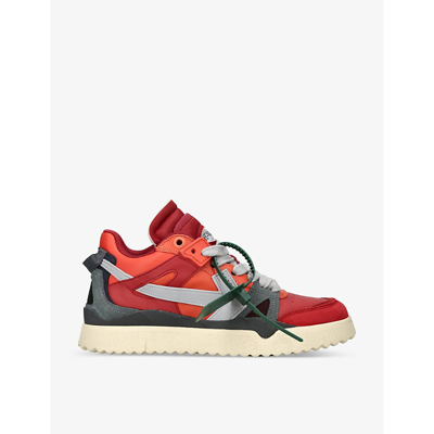 Off-white Sponge Ankle-tag Leather Mid-top Trainers In Red/other