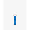 Smythson Leather Keyring In Blue