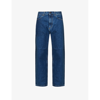 Carhartt Wip Mens Blue Brandon Logo-patch Wide-leg Relaxed-fit Jeans In Blue