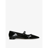 Manolo Blahnik Womens Black Campari Pointed-toe Patent Leather Ballet Flats