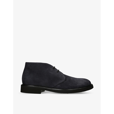 Doucal's Doucals Mens Navy Panelled Lace-up Suede Chukka Boots In Blue Mink Black