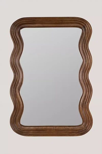 Anthropologie Frances Mango Wood Wiggle Frame Wall Mirror In Brown