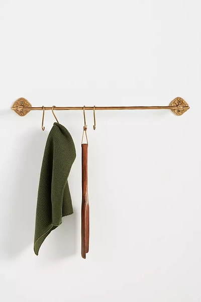Anthropologie Stella Brass Kitchen Towel Rail In Brown