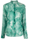Ermanno Scervino Animal-print Long-sleeve Shirt In Green