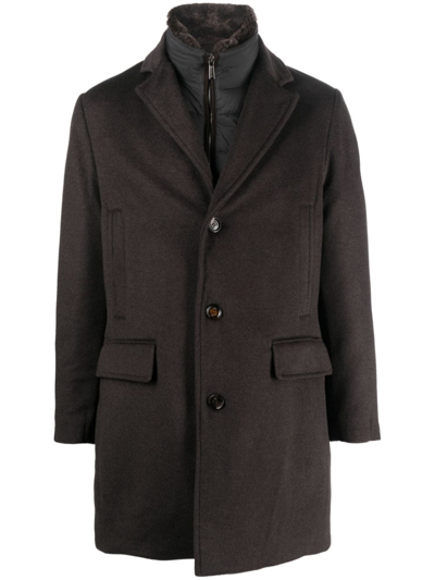 Moorer Single-breasted Notched Coat In Brown