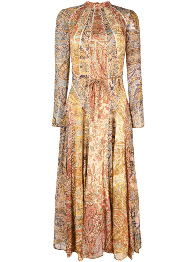 Zimmermann Luminosity Paisley-print Midi Dress In Brown