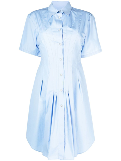 Marni Pleat-detailing Flared Cotton Shirtdress In Tan