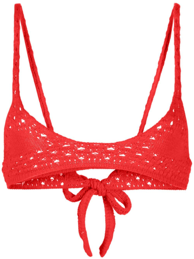 Cashmere In Love Hanalei Crochet-knit Bralette In Red