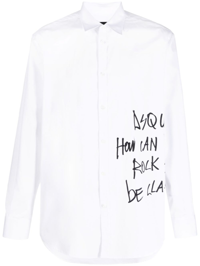 Dsquared2 Graphic-print Cotton Shirt In White