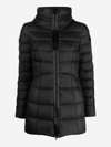 Peuterey Funnel-neck Padded Mid-length Coat In Black