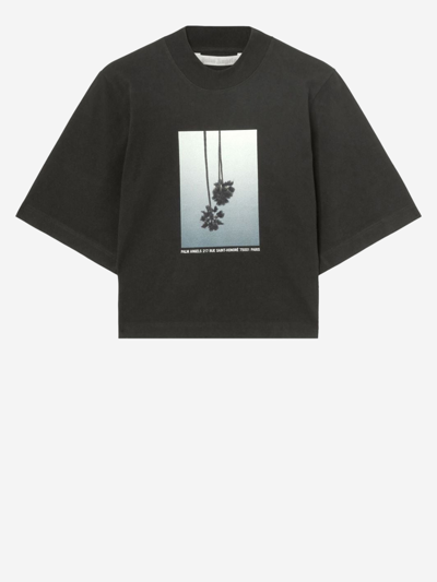 Palm Angels Black Black Photograph Print T-shirt In Black Light Grey
