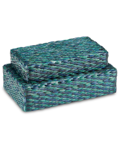 Currey & Company Set Of 2 Glimmer Blue & Green Box