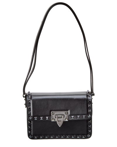 Valentino Garavani Valentino Rockstud Small Leather Shoulder Bag In Black