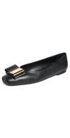 Ferragamo Double-bow Ballet Flat In Nero