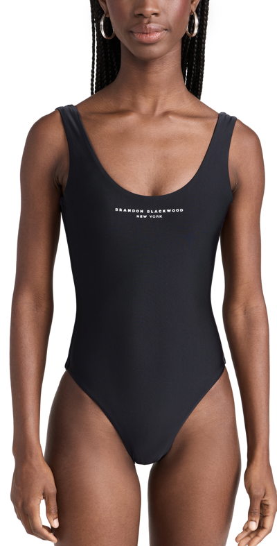 Brandon Blackwood Logo One Piece In Black/silver Logo