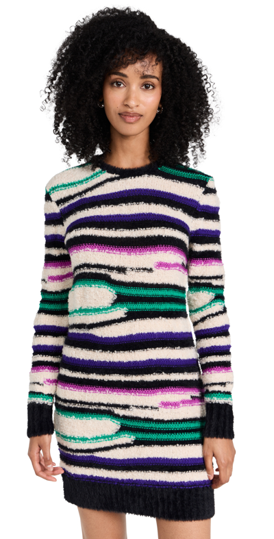 Amur Lorelle Teddy Intarsia Knit Long-sleeve Mini Dress In Multi Color Teddy