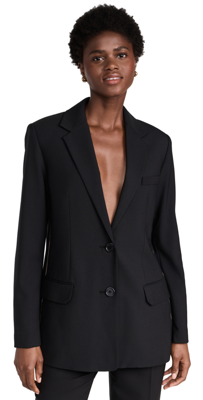 Helmut Lang Stretch Wool Logo Blazer In Black