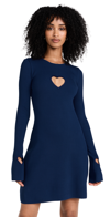 MACH & MACH RIB KNITTED DRESS WITH HEART DETAILS NAVY BLUE