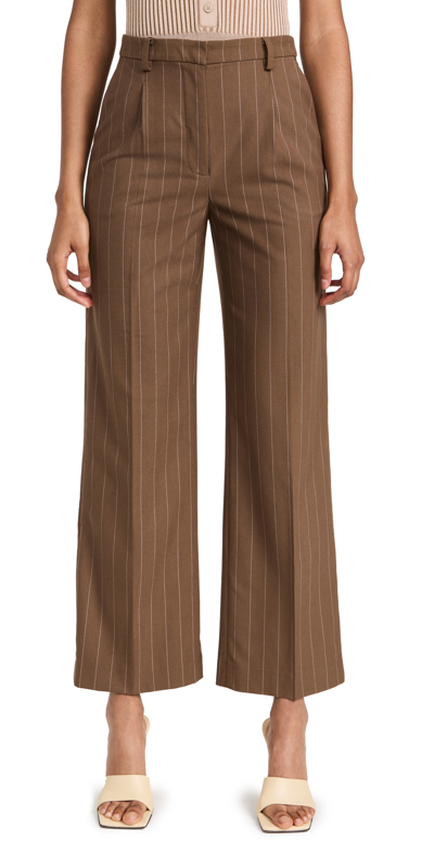 Bardot Pinstripe Straight Pants In Chestnut Stripe