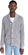 Faherty Shawl-collar Cotton And Cashmere-blend Cardigan In Light Grey Marl