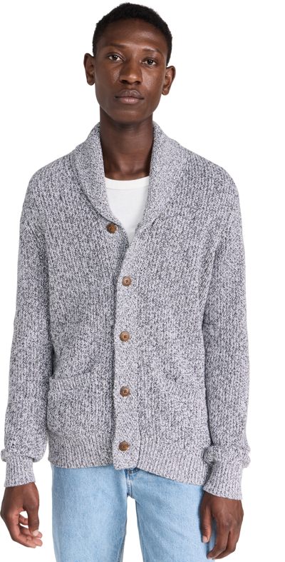 Faherty Shawl-collar Cotton And Cashmere-blend Cardigan In Light Grey Marl
