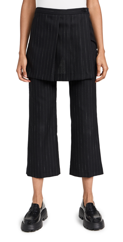 Msgm Pinstripe Skirted Trousers In Black