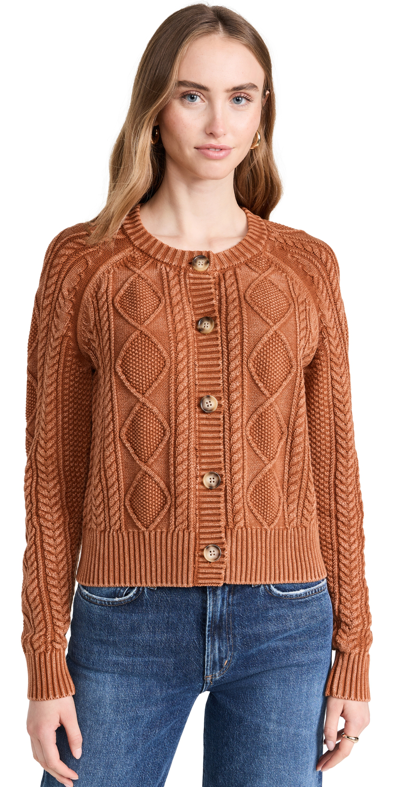 Faherty Sunwashed Cable Cardigan In Gingerbread