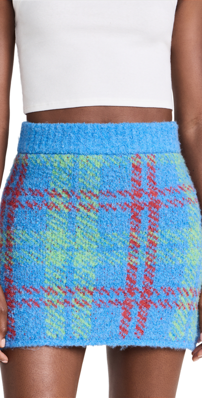 Kitri Susan Blue Check Boucle Knit Mini Skirt