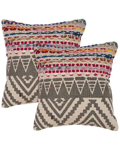 Lr Home Set Of 2 Chindi Chevron Throw Pillows