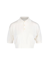Auralee Cropped Silk Polo With Classic Collar In Cream