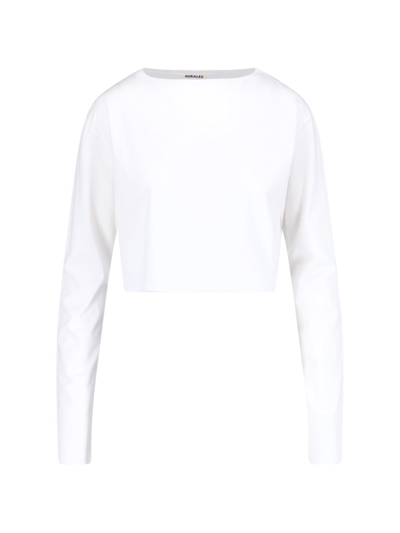 Auralee Crop Sweater In White