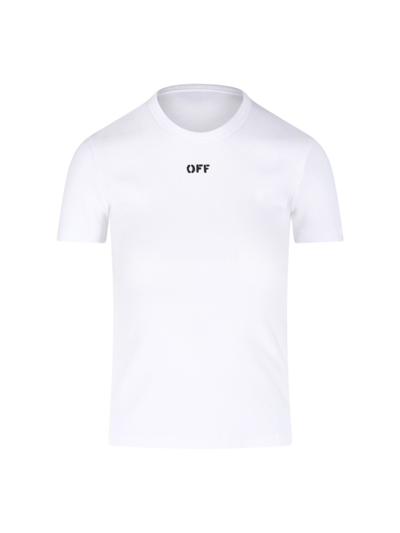 Off-white Off Fitted Tee White Black In Multicolor