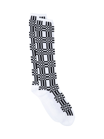 Marni Check-pattern Ankle Socks In Black