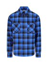 Off-white Checkered Lined Flannel Overshirt In Blue