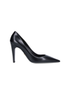 Prada Leather Pumps Pointed Toe Textured Finish In Black  