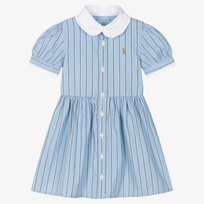 Ralph Lauren Baby Girls Blue Stripe Cotton Dress