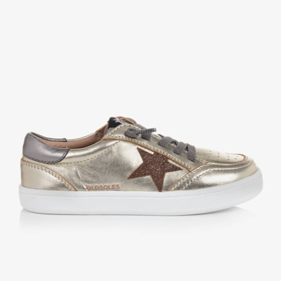 Old Soles Kids' Girls Gold Leather Star Trainers