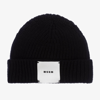 MSGM MSGM BOYS BLACK WOOL BEANIE HAT