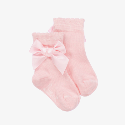 A Dee Babies' Girls Pink Cotton Bow Ankle Socks