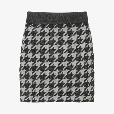 Guess Kids' Junior Girls Sparkly Knit Houndstooth Skirt In Black