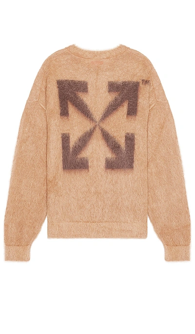 Off-white Arrow Mohair Skate Knit Crewneck Sweater In Camel