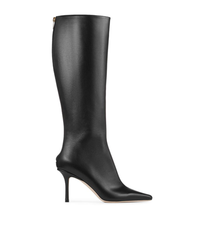 JIMMY CHOO AGATHE 85 LEATHER KNEE-HIGH BOOTS