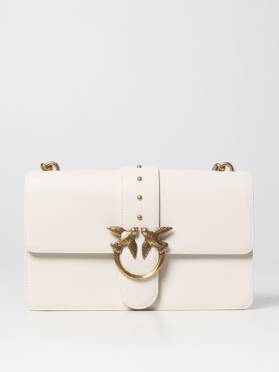 Pinko Love One Leather Crossbody Bag In White