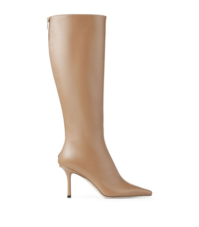 Jimmy Choo Agathe 85mm Pointed-toe Boots In Neutrals