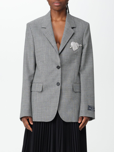 MSGM BLAZER IN WOOL WITH CHECK PATTERN,394937020