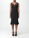 Moschino Asymmetric Sleeveless Crepe Dress In Black