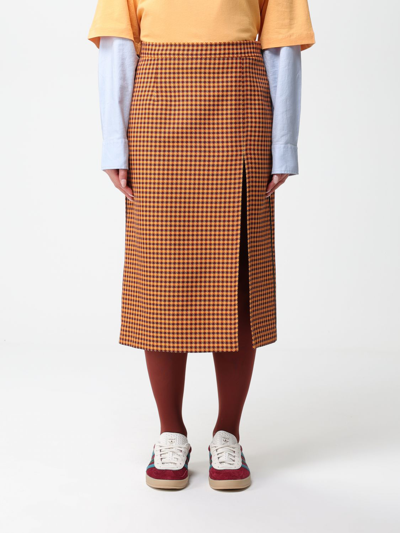 Marni Check-pattern High-waist Skirt In Brown
